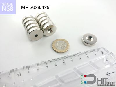 MP 20x8/4x5 N38 - magnesy w kształcie pierścienia