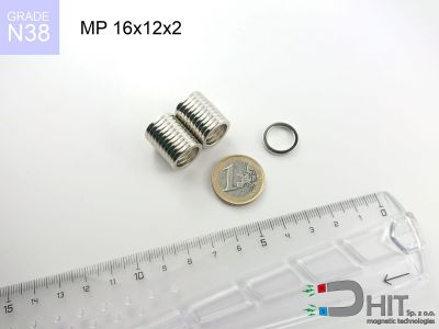 MP 16x12x2 N38 - magnesy neodymowe pierścieniowe