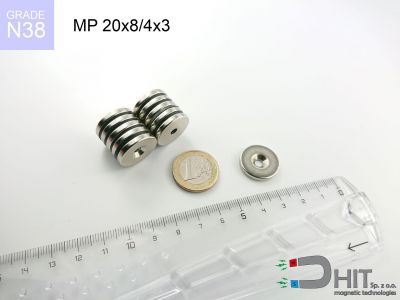 MP 20x8/4x3 N38 - neodymowe magnesy pierścieniowe