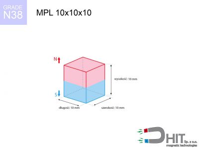 MPL 10x10x10 N38 magnes neodymowy płytkowy