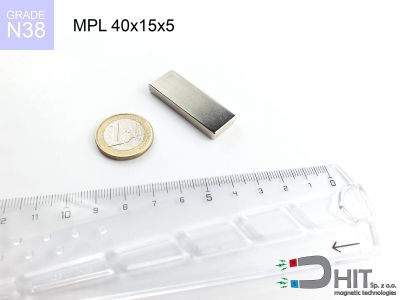 MPL 40x15x5 N38 - magnesy w kształcie sztabki
