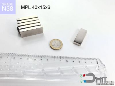 MPL 40x15x6 N38 - magnesy w kształcie sztabki