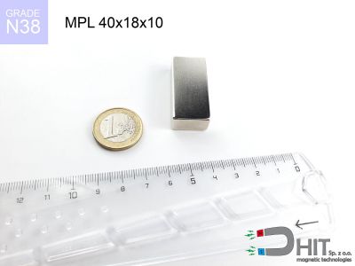 MPL 40x18x10 [N38] - magnes płytkowy