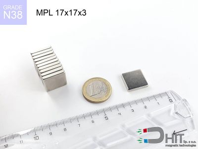 MPL 17x17x3 N38 - magnesy w kształcie sztabki