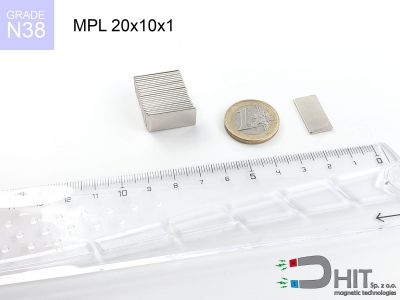 MPL 20x10x1 N38 - neodymowe magnesy płytkowe