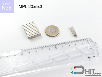 MPL 20x5x3 N38 - neodymowe magnesy płytkowe