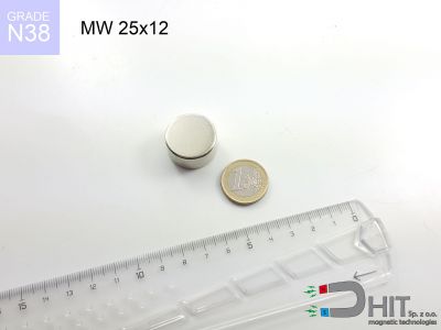 MW 25x12 N38 - magnesy w kształcie walca