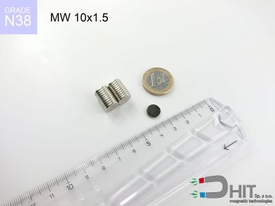 MW 10x1.5 N38 - magnesy w kształcie walca