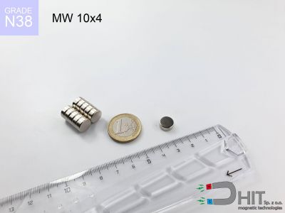 MW 10x4 N38 - magnesy neodymowe walcowe
