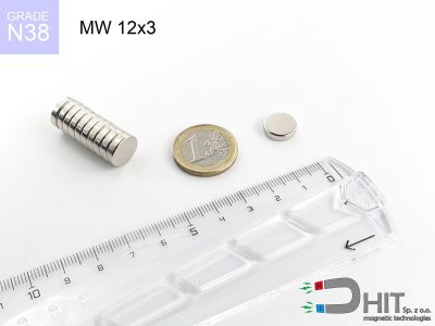 MW 12x3 N38 - magnesy w kształcie krążka