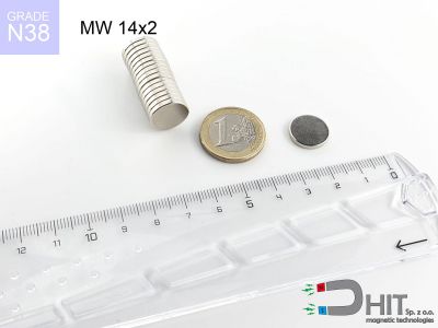 MW 14x2 N38 - magnesy w kształcie krążka