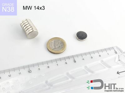 MW 14x3 N38 - magnesy neodymowe walcowe