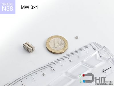 MW 3x1 N38 - neodymowe magnesy walcowe
