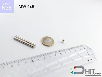 MW 4x8 N38 - neodymowe magnesy walcowe