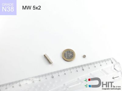 MW 5x2 N38 - magnesy neodymowe walcowe