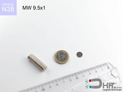 MW 9.5x1 N38 - magnesy w kształcie krążka