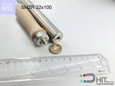 SMZR 32x100 N52 - separatory pałki z magnesami z drewnianą rączką
