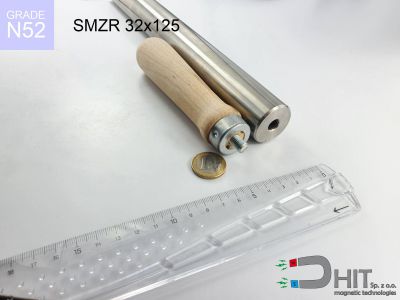 SMZR 32x125 N52 - separatory wałki magnetyczne z drewnianym uchwytem