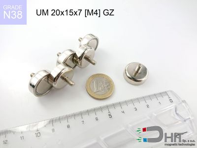 UMGZ 20x15x7 [M4] GZ N38 - magnesy w obudowie z gwintem wewnętrznym