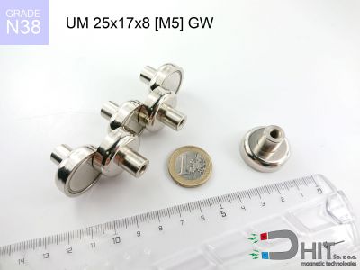 UMGW 25x17x8 [M5] GW N38 - magnesy w obudowie z gwintem wewnętrznym
