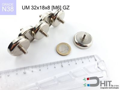 UMGZ 32x18x8 [M6] GZ [N38] - uchwyt magnetyczny gwint zewnętrzny
