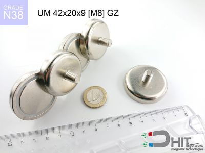 UMGZ 42x20x9 [M8] GZ N38 - magnesy w uchwycie z gwintem wewnętrznym