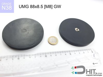 UMGGW 88x8.5 [M6] GW N38 - magnesy z gwintem w gumie