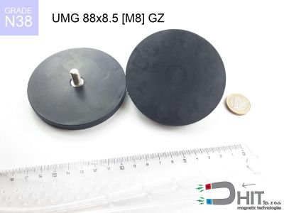 UMGGW 88x8.5 [M8] GZ N38 - gwintowane magnesy neodymowe w gumie