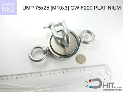 UMP 75x25 [M10x3] GW F200 PLATINIUM N52 - magnesy neodymowe dla poszukiwaczy