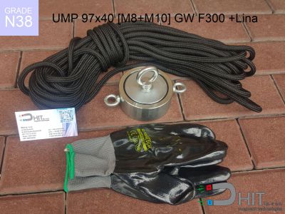 UMP 97x40 [M8+M10] GW F300 Lina N38 - magnesy neodymowe do łowienia w wodzie