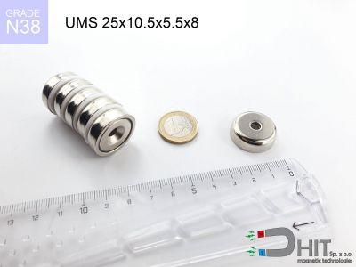 UMS 25x10.5x5.5x8 [N38] - uchwyt magnetyczny stożkowy