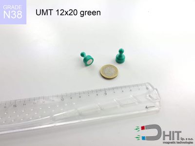 UMT 12x20 green N38 - klipsy magnetyczne do tablic