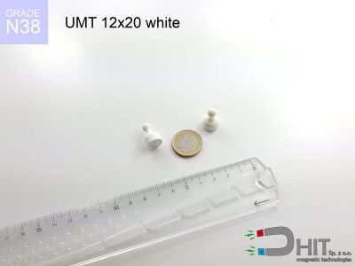 UMT 12x20 white N38 - uchwyty magnetyczne do tablic
