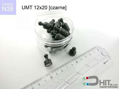 UMT 12x20 czarne N38 - uchwyty magnetyczne do tablic