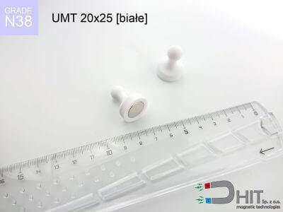 UMT 20x25 white N38 - klipsy magnetyczne na tablice