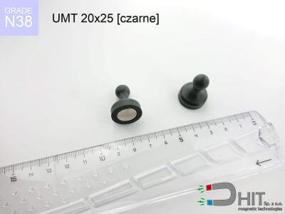 UMT 20x25 black N38 - uchwyty magnetyczne na tablice